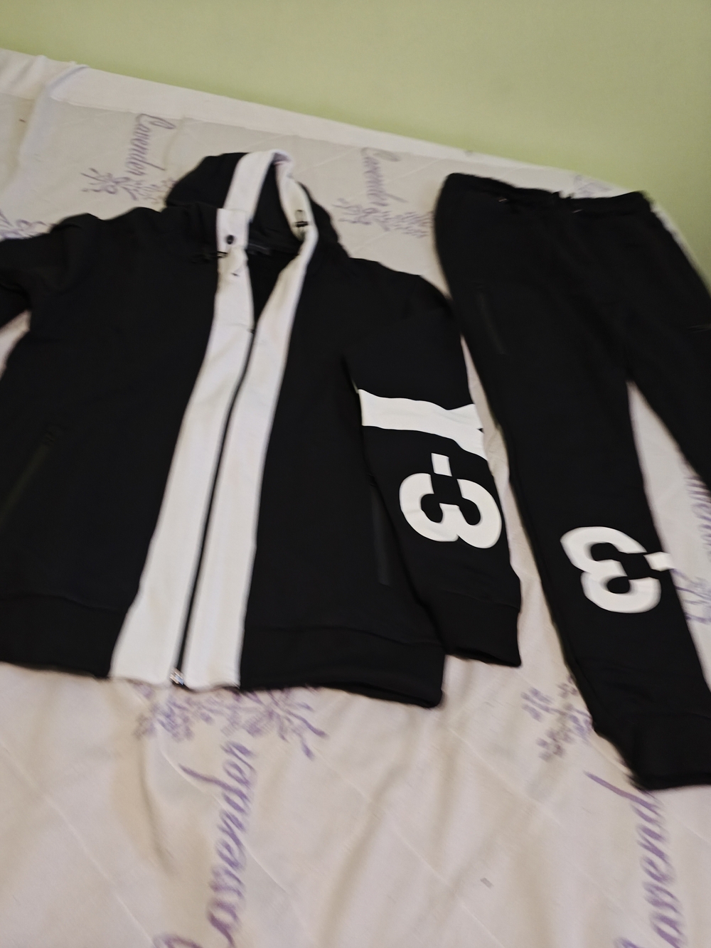 Yohji Yamamoto Black and White Kids Puffer Jacket & Joggers Set L